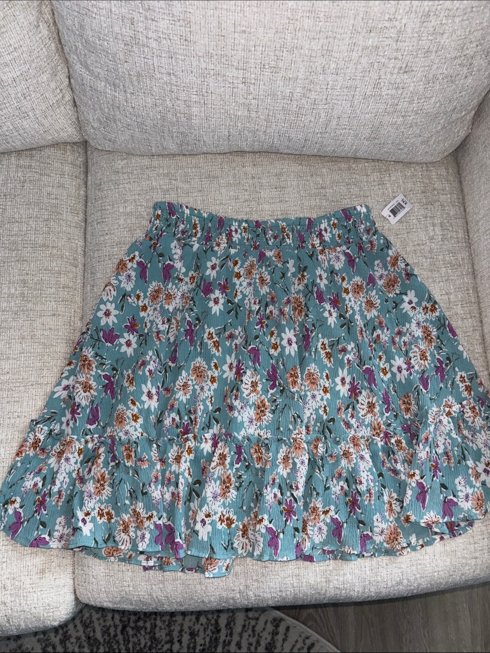 Floral Tiered Skirt in Teal Sz XXL - Picture 1 of 2